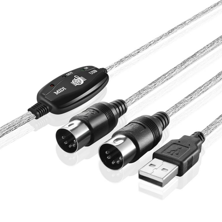 MIDI to USB Cable, USB to MIDI Cable Converter 2 in 1 PC to Synthesizer  Music Studio Keyboard Interface Wire Plug Controller Adapter Cord 16  Channels, Supports Computer Laptop Windows and Mac 