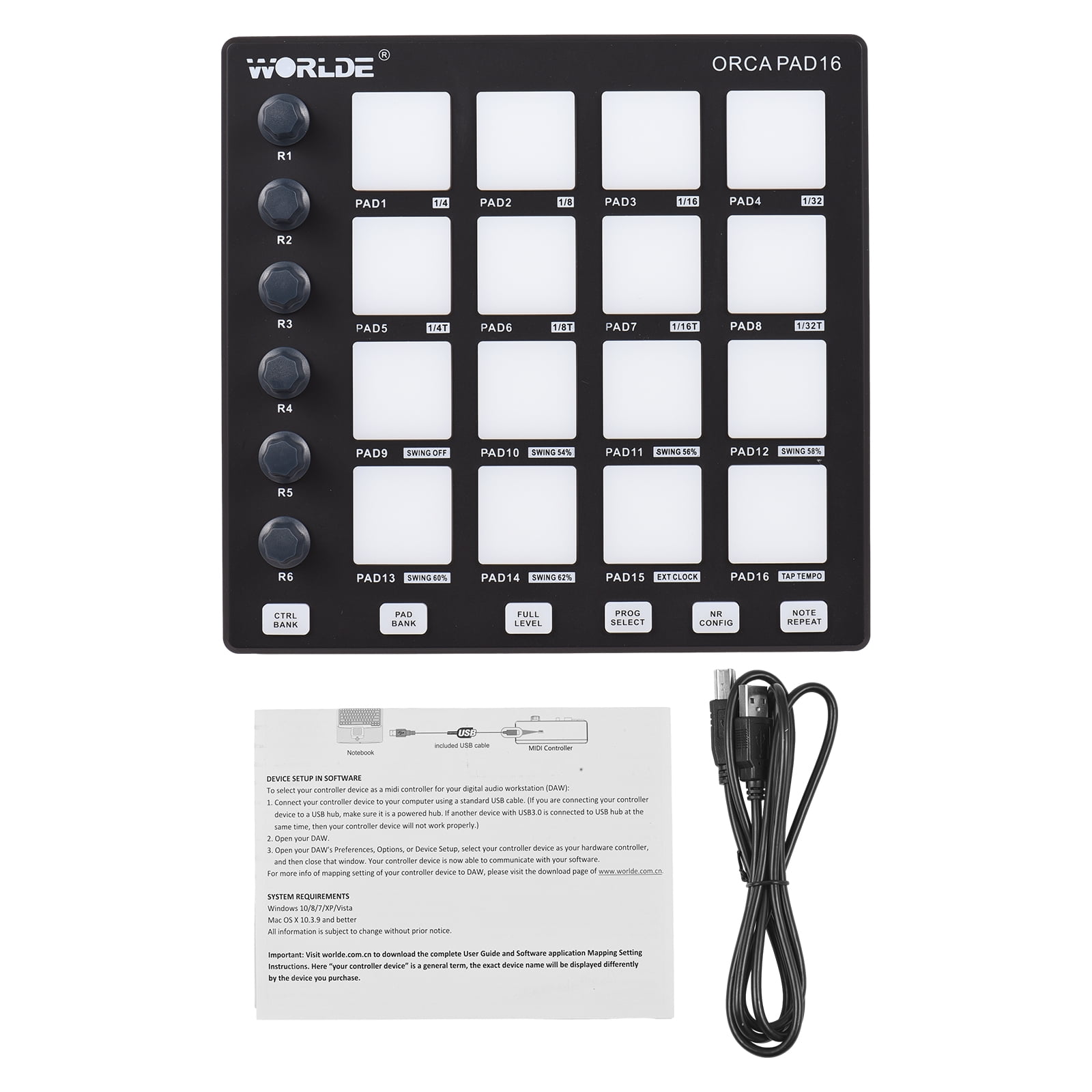 MIDI keyboard,Note Buttons And Beat Maker Pad Usb Production Software Portable Usb Production Software Portable Midi Knobs Note Buttons 6 Knobs Note Midi Pad Buttons And Production