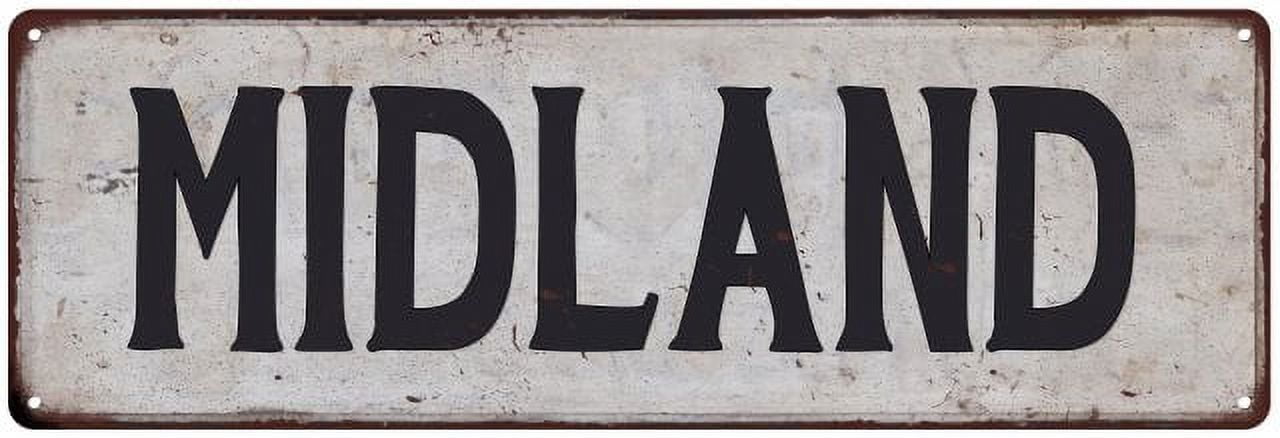Midland Welcomesign MIDLAND Vintage Look Rustic Metal 8x24 Sign City State 108240041128 ...
