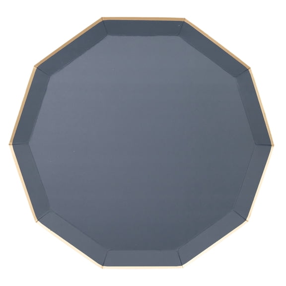 Bonjour Fte Dark Blue Large Paper Dinner Plates, Disposable Party Supplies, 8 Count, 10.5 Inch, Birthday Party