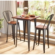 MIDODO 3 Piece Bar Table and Chairs Set for 2, Pub Table and Chairs with Footrest and Foot Pads