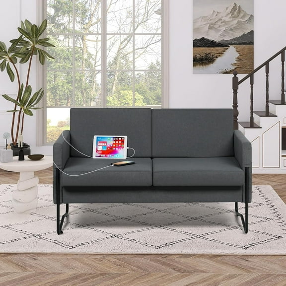 MIDODO 51"Loveseat Sofa Couch with 2 USB Charging Ports, Small Love Seat Couches for Living Room, Bedroom