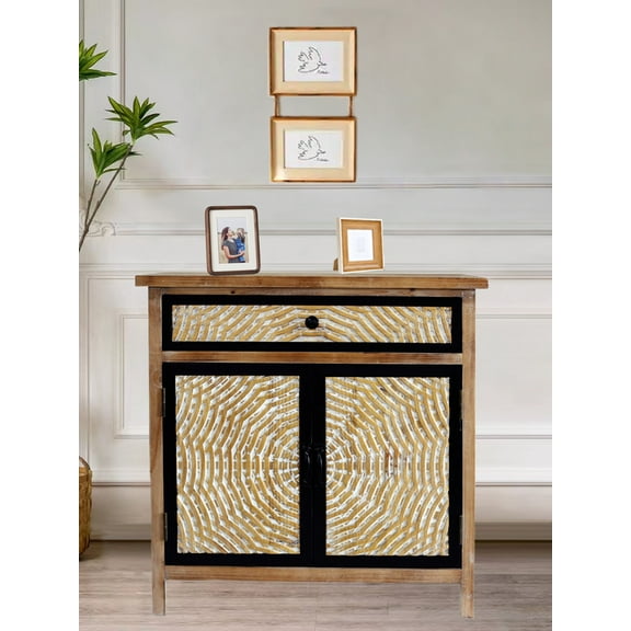MIDODO Accent Storage Cabinet with Drawers & Doors, Wood Floor Sideboard and Buffet Server Cabinet, Entryway Console Cabinet