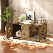 MIDODO Cat Litter Box Enclosure, Hidden Litter Box Furniture with Scratching Pad Cat Washroom Cat House Table for Living Room