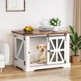thumbnail image 1 of MIDODO Farmhouse Large Dog Crate Furniture, Wooden Heavy Duty Dog Kennel Indoor with Double Doors, Chew Resistant Pet House End Table, 1 of 8