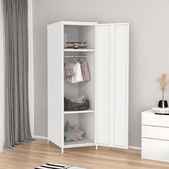 MIDODO Metal Locker, 51"Tall Cabinet Storage Cabinet Locker for Employees School Classroom Single Door Steel Locker