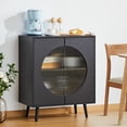 thumbnail image 1 of MIDODO Modern Glass Sideboard Buffet Cabinet, Accent Cabinet Freestanding Kitchen Storage Cabinet Cupboard Console Table with Adjustable Shelves and Pop-up Doors, 1 of 7