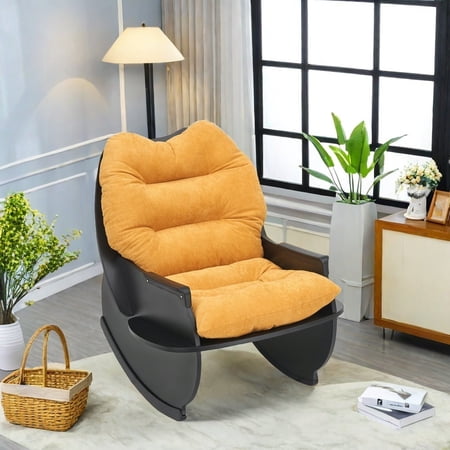 MIDODO Rocking Chair, Velvet Nursery Glider Rocker, Comfy Upholstered Single Sofa Arm Chair