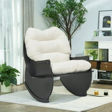 MIDODO Rocking Chair, Velvet Nursery Glider Rocker, Comfy Upholstered Single Sofa Arm Chair