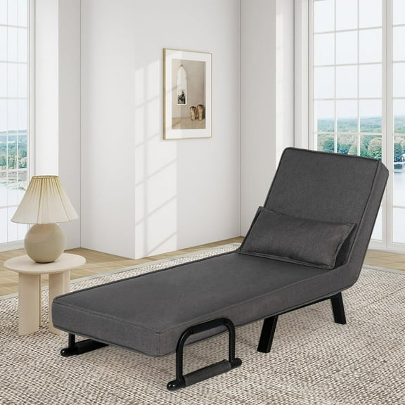 MIDODO Sleeper Chair Bed, 5 in 1  Convertible Sofa Bed with 5-Position Adjustable Backrest & Pillow Floor Single Futon Chairs