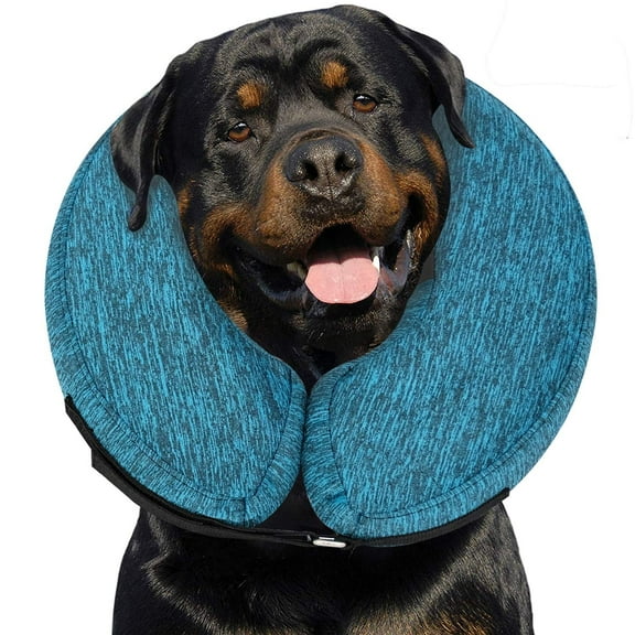 MIDOG Inflatable Dog Neck Donut Collar, Soft Polyester Recovery Cone for Small Medium Large Dogs & Cats, Blue, Extra Small