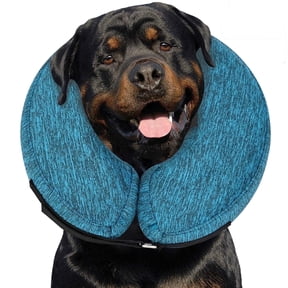 Clearance!MIDOG Inflatable Dog Neck Donut Collar, Soft Polyester Recovery Cone for Small Medium Large Dogs & Cats, Blue, Small