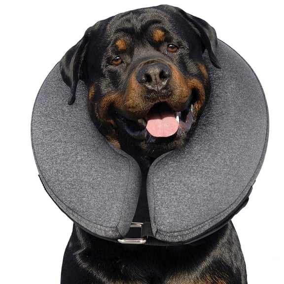 MIDOG Inflatable Dog Neck Donut Collar, Soft Polyester Recovery Cone for Small Medium Large Dogs & Cats, Gray, Extra Small