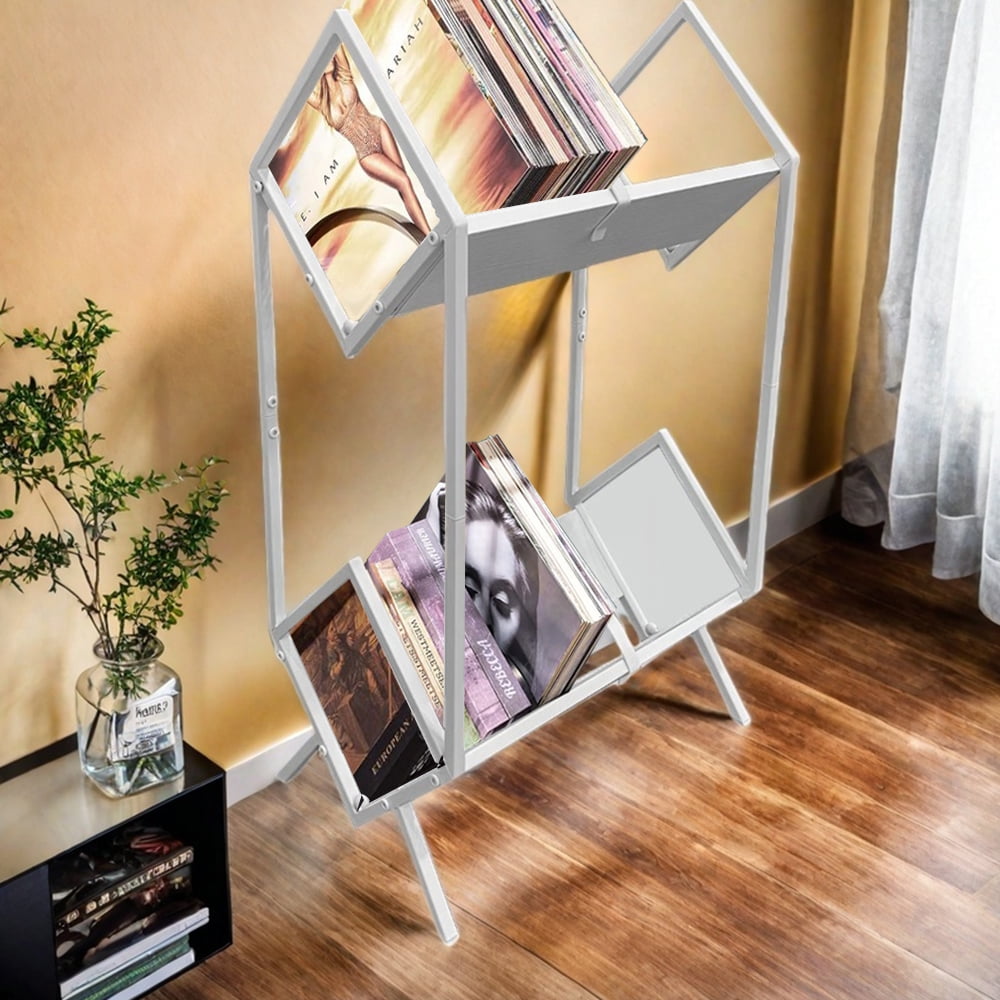 MIDOQIN 2-Tier Vinyl Record Storage Rack, 160-200 LP Storage Shelf ...