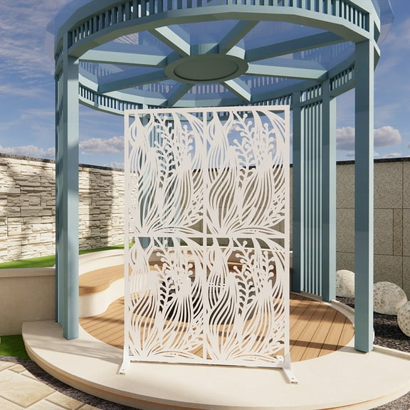 MIDOQIN 3.8 Ft X 6 Ft Metal Privacy Screen, Outdoor & Indoor Decorative Divider, Free Standing Privacy Fence Panel