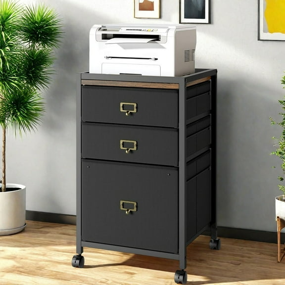 MIDOQIN 3 Drawers Mobile File Cabinet, Rolling Filing Cabinet Fits Letter Size or A4 Fabric Printer Stand, Small Storage Cabinet Under Desk for Home Office