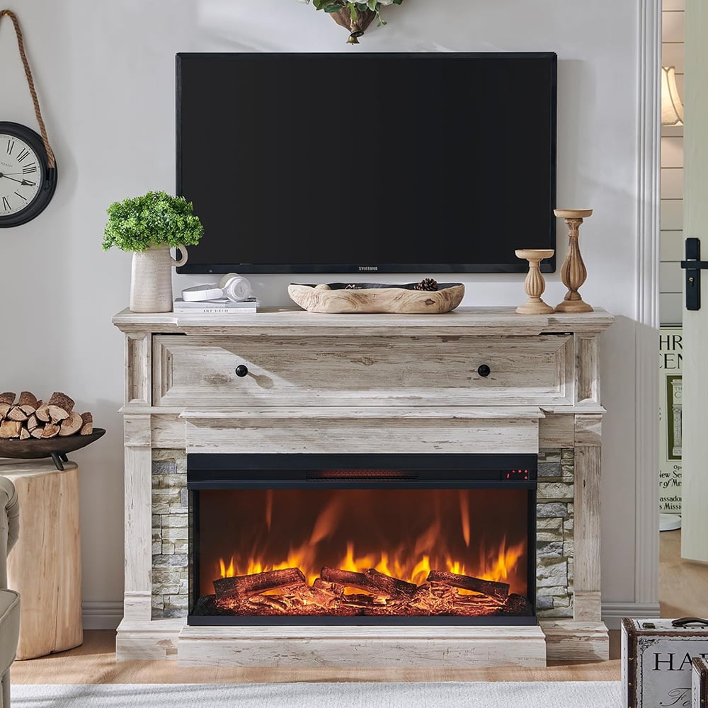 MIDOQIN 3-Sided Glass Electric Fireplace TV Stand for TVs up to 65 ...