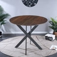 thumbnail image 1 of MIDOQIN 35" Round Dining Table, Modern Space Saving Kitchen Table for 2-3 , Wood Dining Room Table with Cross Metal Leg and MDF Top, 1 of 12
