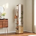 thumbnail image 1 of MIDOQIN 360° Rotaty Full Length Mirror, Solid Wood Oversized Floor Mirror with Coat Rack, Full Body Mirror for Bedroom, Entryway, Living Room, 1 of 13