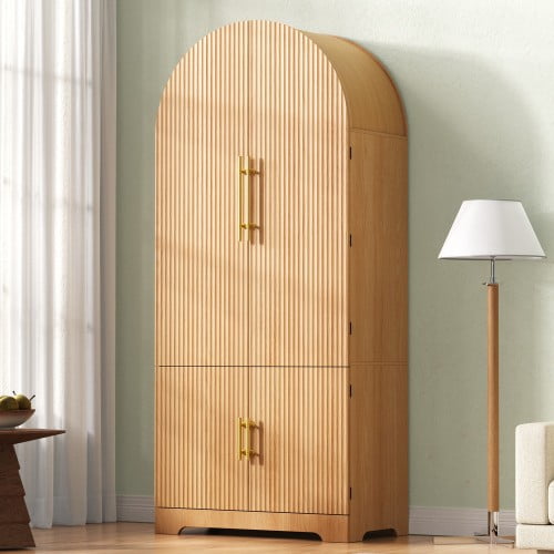 MIDOQIN  72" Tall Arched Kitchen Pantry Cabinet, Modern Kitchen Storage Cabinet with Door Shelves, WoodenArched Cabinet with 3 Adjustable Shelves, Versatile Cupboard for Dining Room, Living Room
