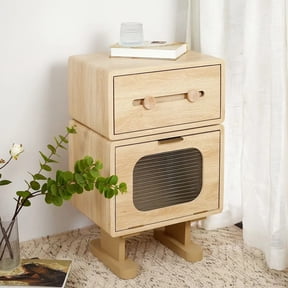 MIDOQIN Modern Nightstand, Creative Rotatable Robot Bedside Table, Side End Table for Small Spaces
