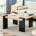 thumbnail image 1 of MIDOQIN Modern Square Coffee Table, Wooden Dark Grain Texture Center Table, Multifunctional Living Room Cocktail Table, 1 of 13