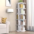 thumbnail image 1 of MIDOQIN Rotating Bookshelf, 5 Tier Rotating Bookshelf Tower, Floor Standing Bookcase Storage Rack, Wooden Small Corner Bookshelf for Small Spaces, Living Room, 1 of 7