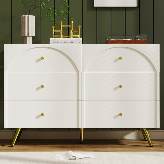 MIDOQIN Sideboard Buffet Cabinet, Modern Coffee Bar Cabinet with Metal Legs & 3 Drawer Accent Storage Cabinet