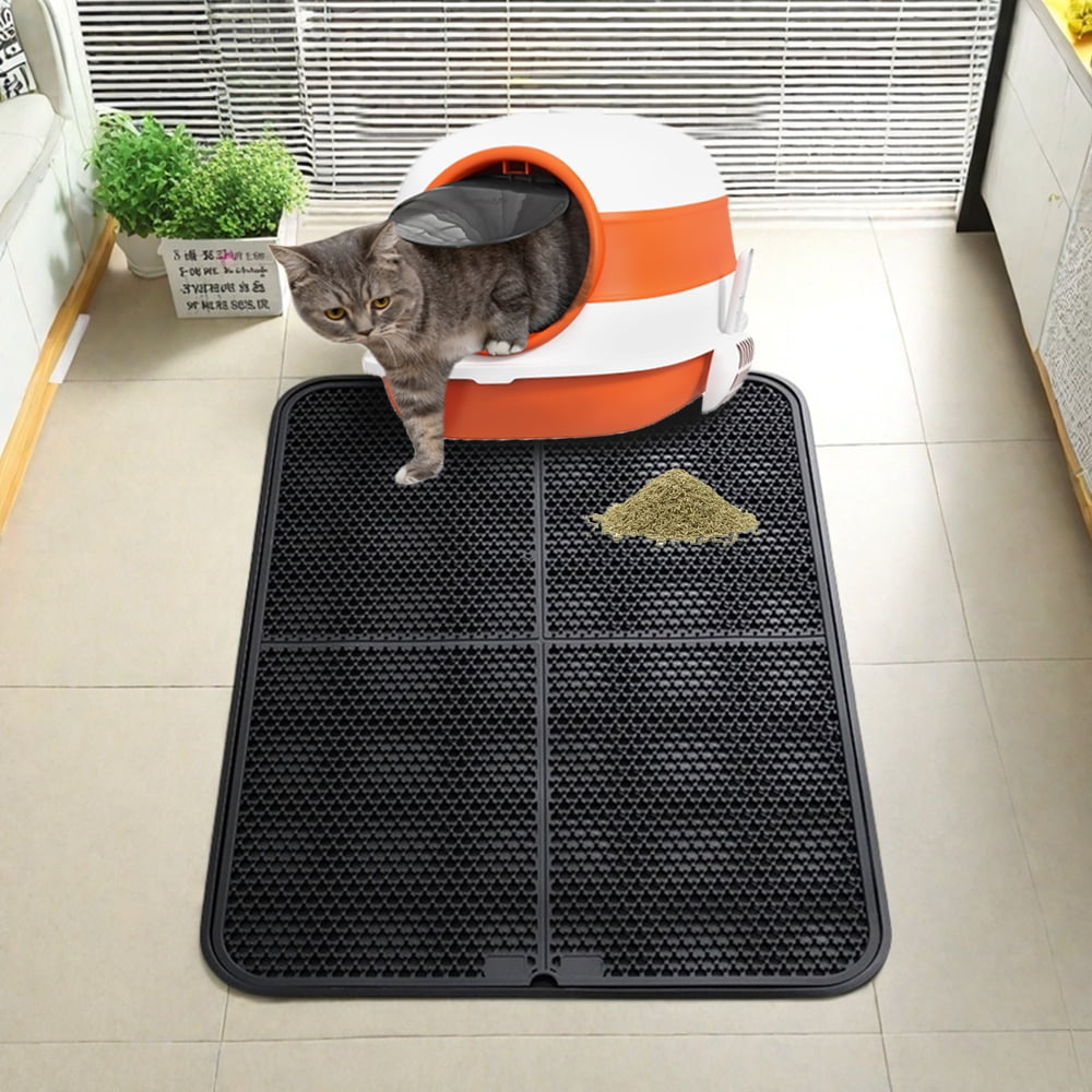 MIDOQIN Silicone Cat Litter Mat, Double Thickened 33'' x 25" Large Litter Trapping Mat