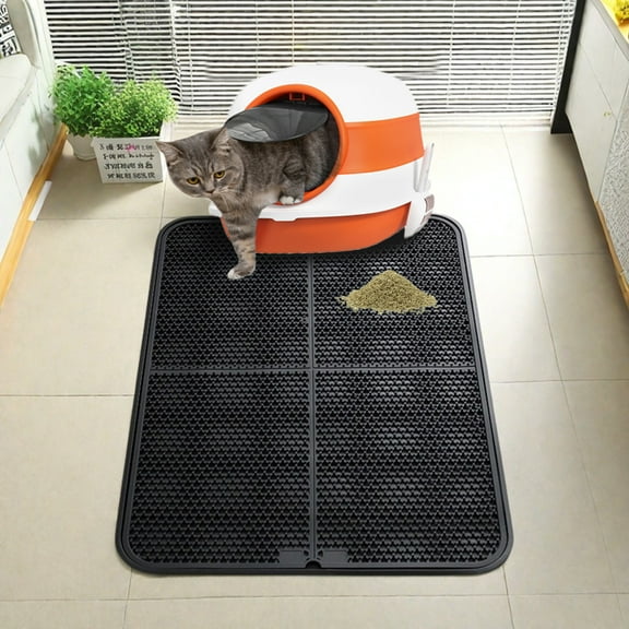 MIDOQIN Silicone Cat Litter Mat, Double Thickened 33'' x 25" Large Litter Trapping Mat