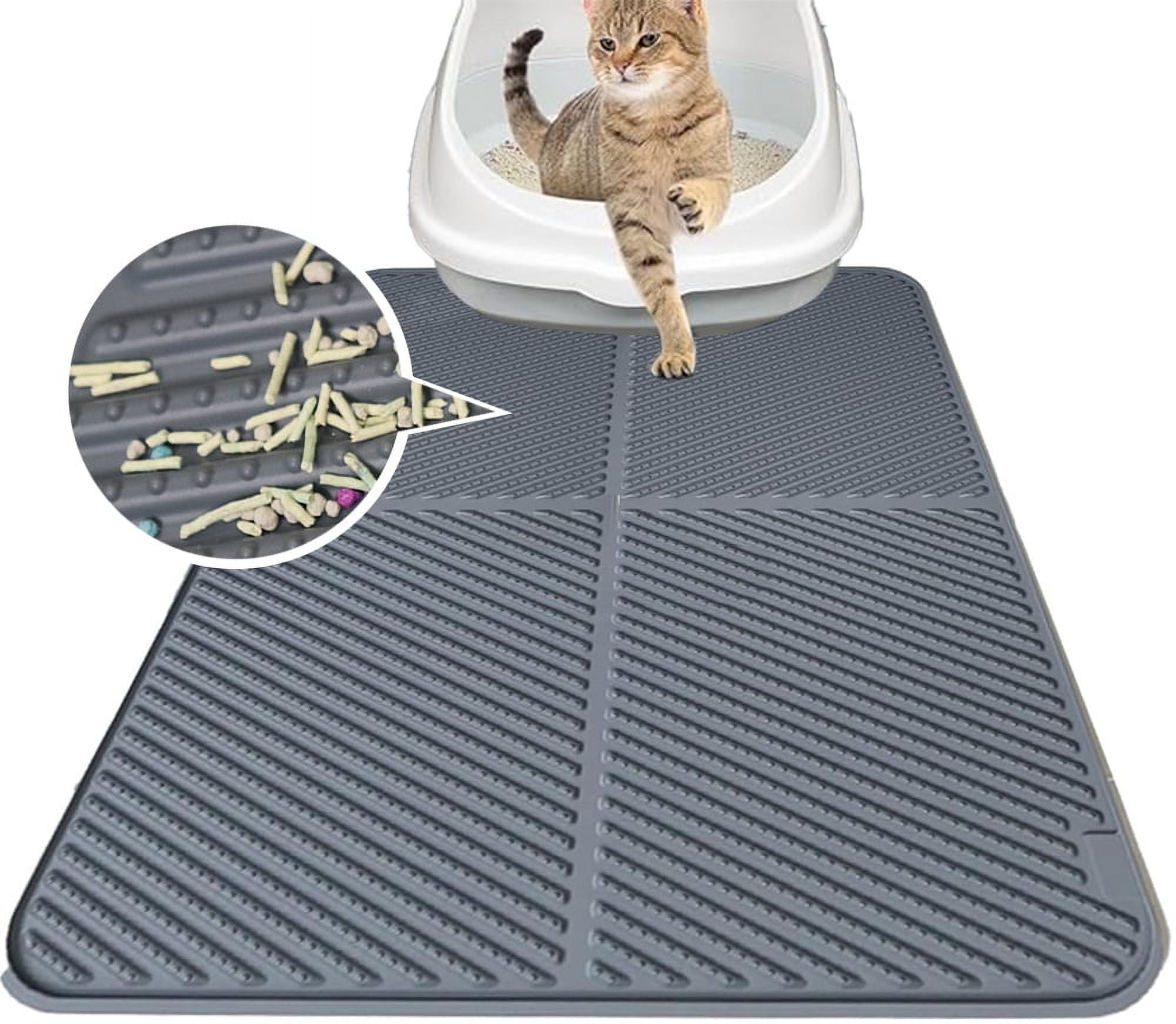 MIDOQIN Silicone Cat Litter Mat, Waterproof Extra Large Litter Trapping Mat, Non-Slip Litter Catcher Mat
