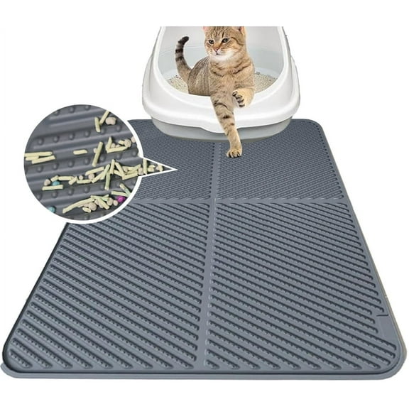 MIDOQIN Silicone Cat Litter Mat, Waterproof Extra Large Litter Trapping Mat, Non-Slip Litter Catcher Mat