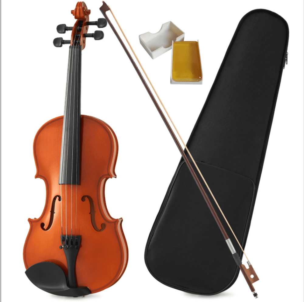 MIDOQIN Violin 4/4 Full Size Kit, Acoustic Beginner Violin Kit with Rosewood Bow, Extra Strings&Bridge, 2 Rosins, Tuner, Case, Mute, Fingerboard Stickers, Shoulder Rest