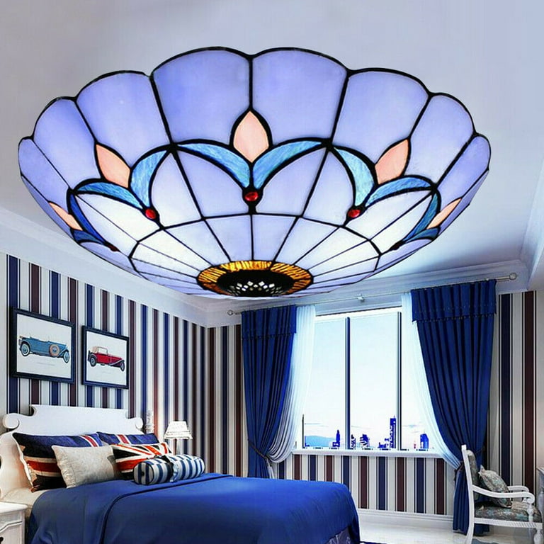 MIDUO 1 pcs Flush Mount Ceiling Light Stained Glass Lamp Shade