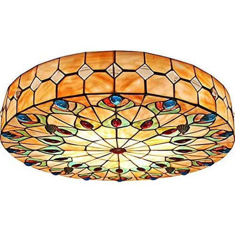 Stained glass flush mount hotsell ceiling light