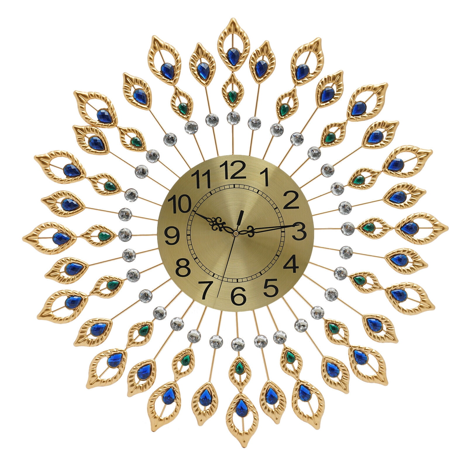 MIDUO 26.38 Inch Modern Large Wall Clock 3D Luxury Peacock Wall Watch