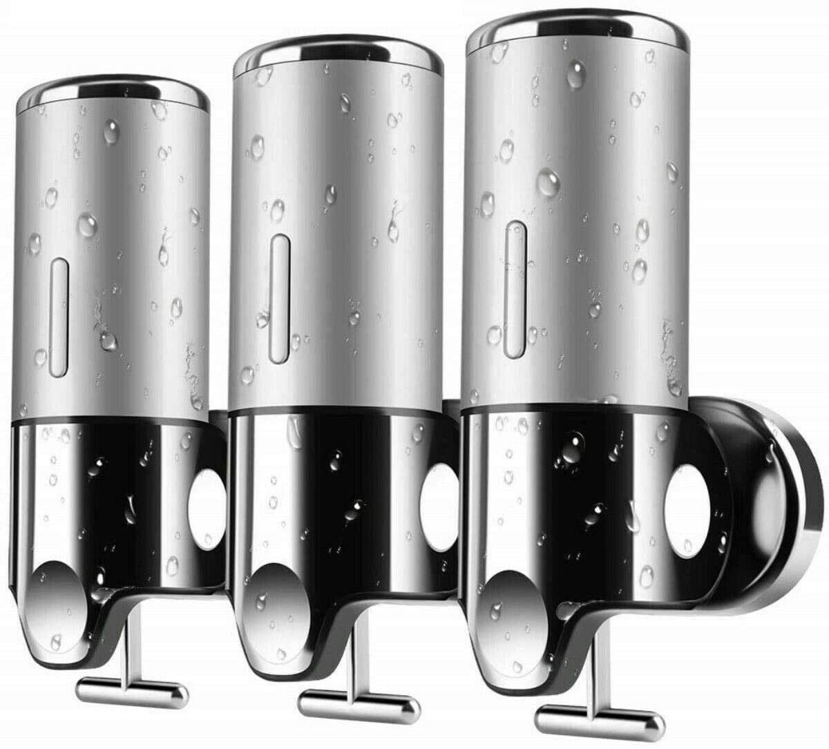 MIDUO 3*500ml Soap Dispenser Wall Mounted Body Wash Shampoo Dispenser Shower Shampoo Pump Silver