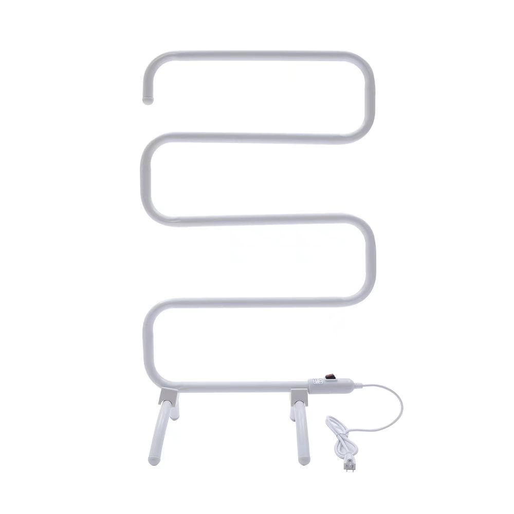 MIDUO 5 Bar Freestanding Electric Towel Rack Portable Heated Towel Rack 100W Plug in White for Bathroom