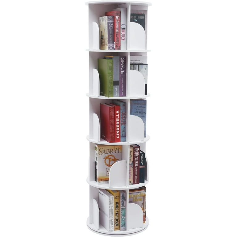 Revolving Bookcase, 5 Tier 360 Rotating Bookshelf, Floor  Standing Shelves with Baffle for Home Living Room Study Office : Home &  Kitchen