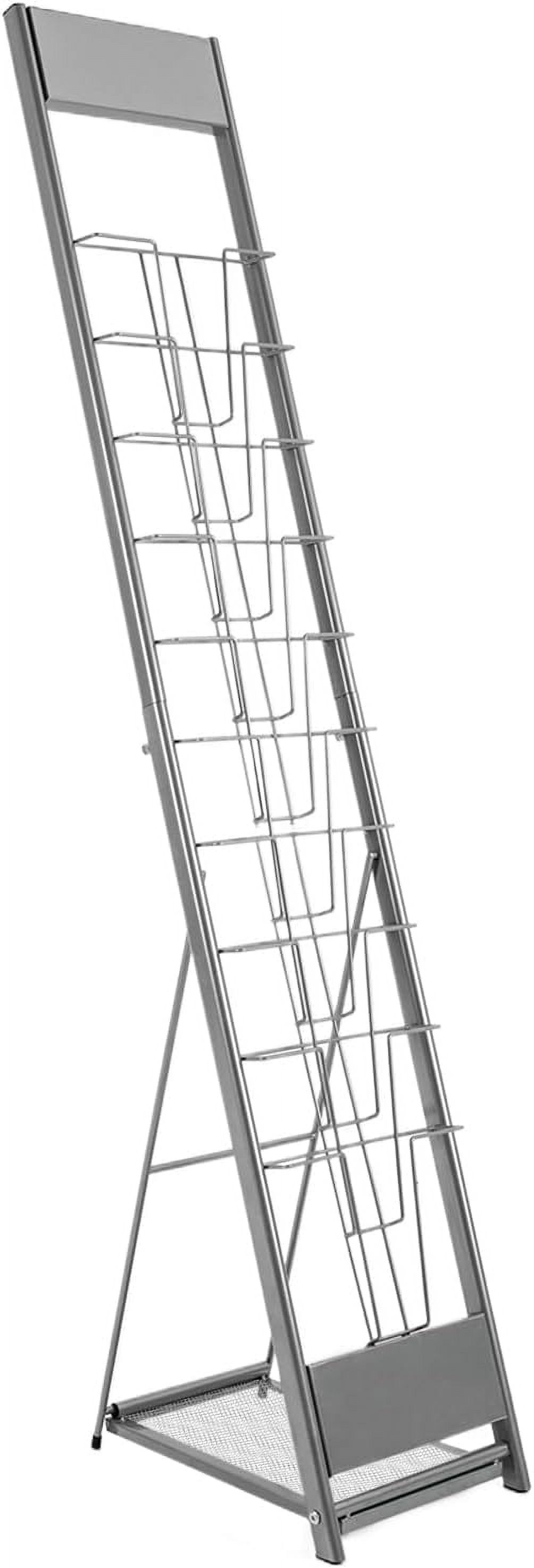 MIDUO Brochure Display Stand Floor Standing Literature Rack 10 Tier Metal Magazine Rack Holder