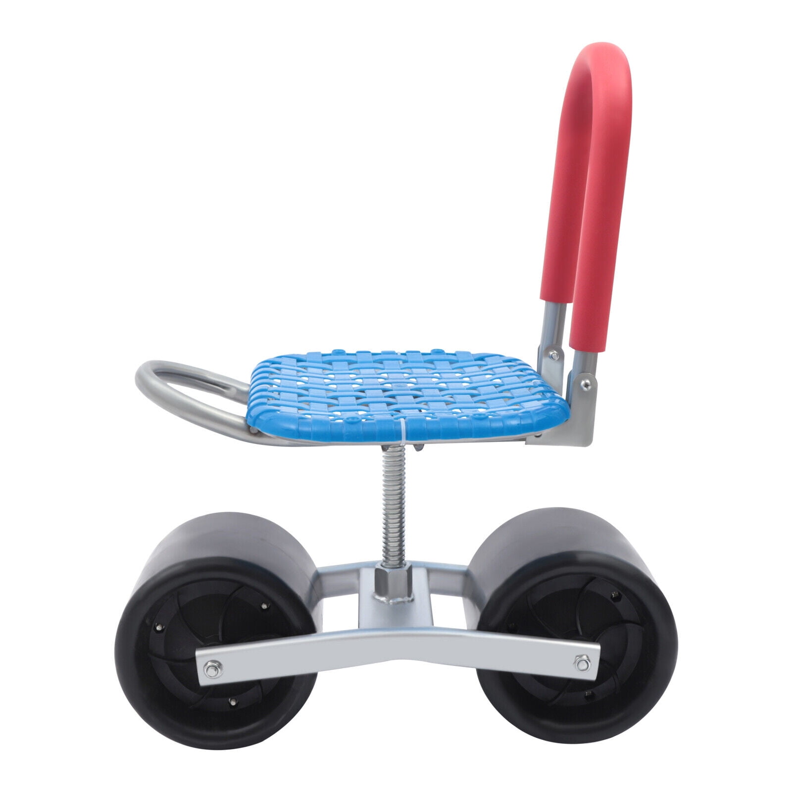 MIDUO Gardening Stool W/2 Rolling Wheels Adjustable Height Outdoor Seat Wheels for Gardening