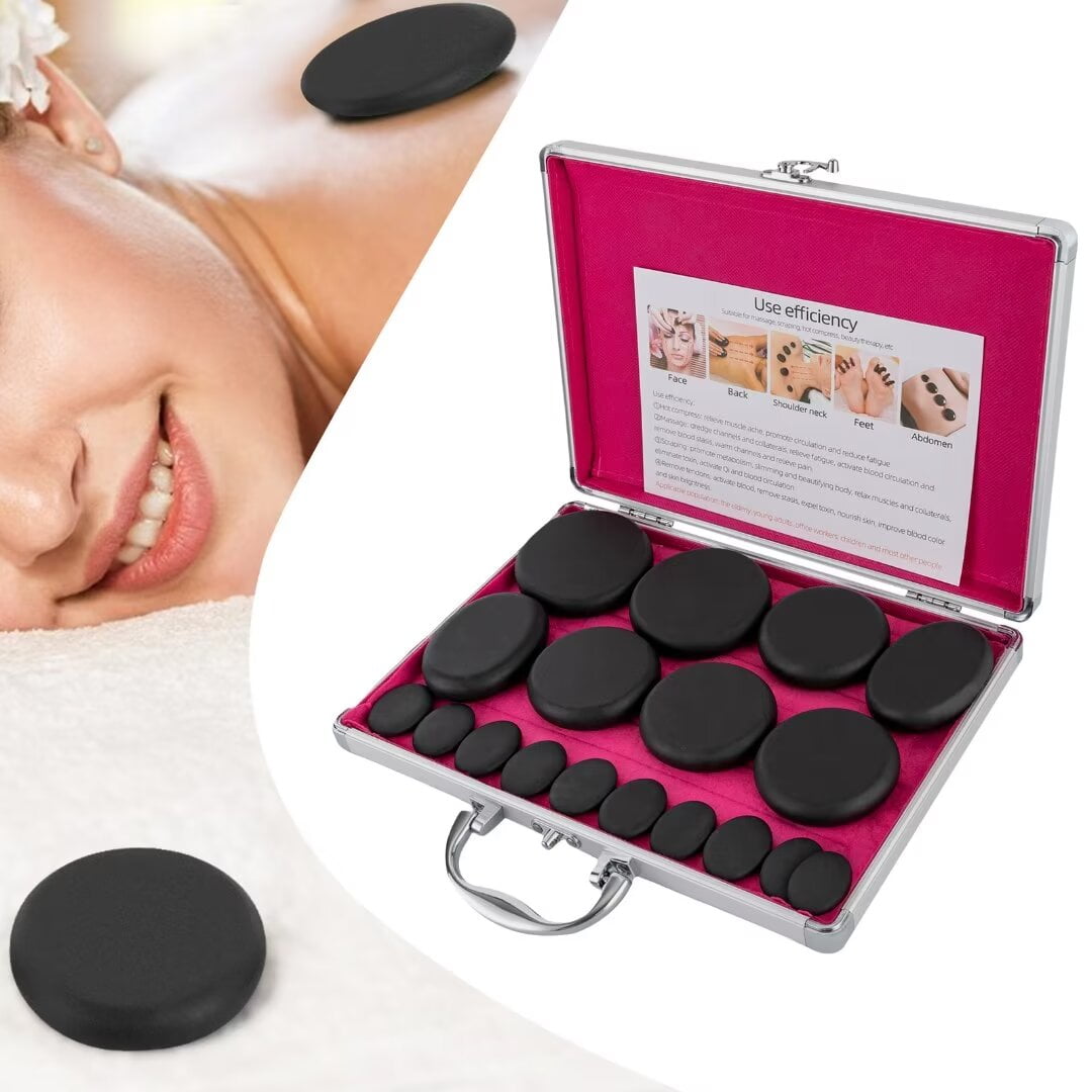 MIDUO Portable Smooth Hot Massage Stone Volcanic Stones 16Pcs Hot