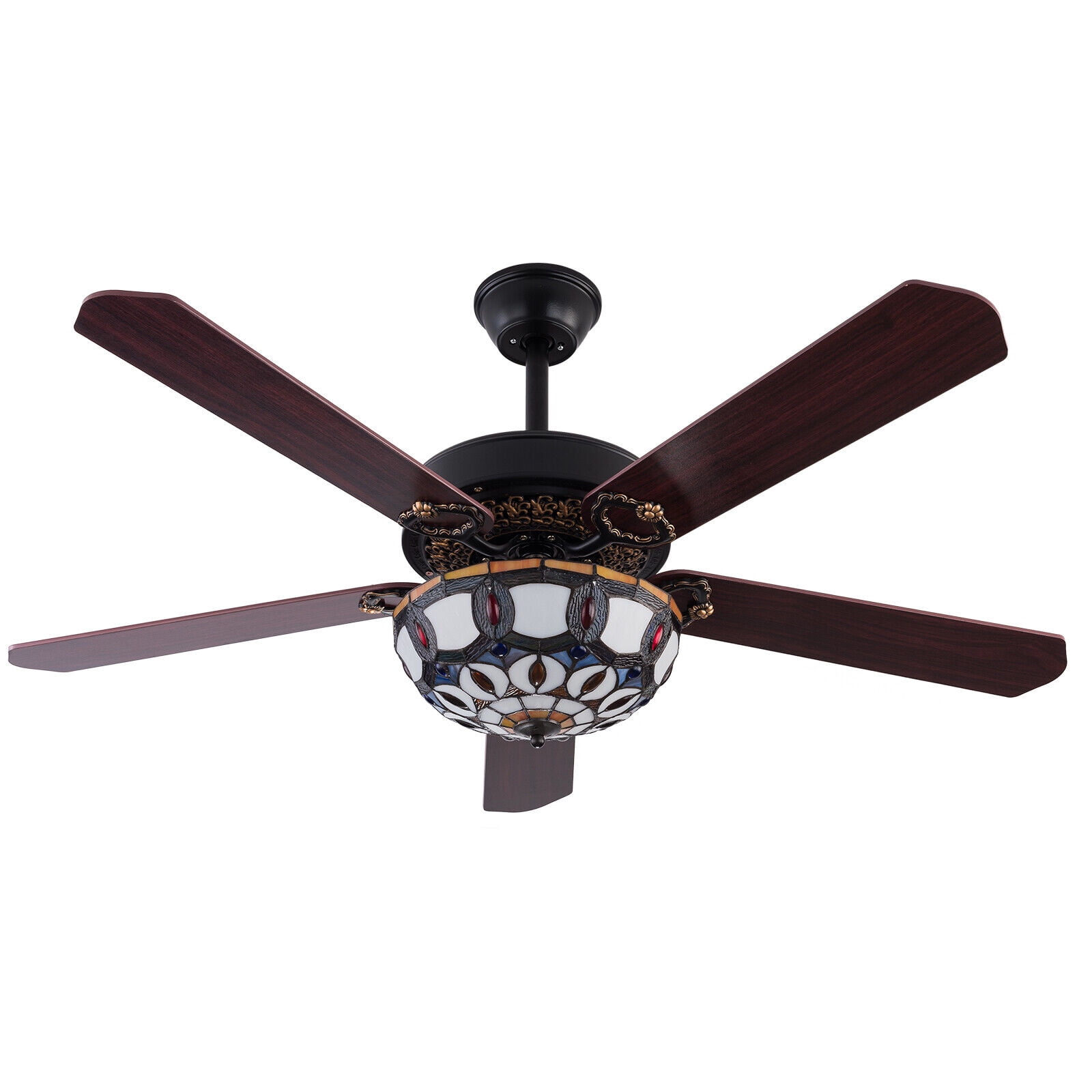 Miduo Style Stained Glass Ceiling Fan