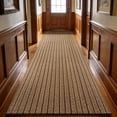 thumbnail image 1 of MIDUORUG Brown Striped Runner Rug 3'×12' Non Slip Rubber Back Area Rugs for Indoor Outdoor Hallway Kitchen, 1 of 7