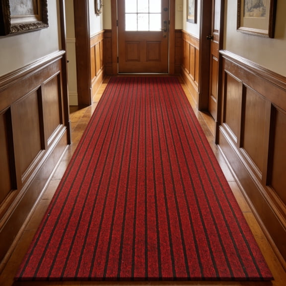MIDUORUG Red Striped Runner Rug 2'×6' Non Slip Rubber Back Area Rugs for Indoor Outdoor Hallway Kitchen