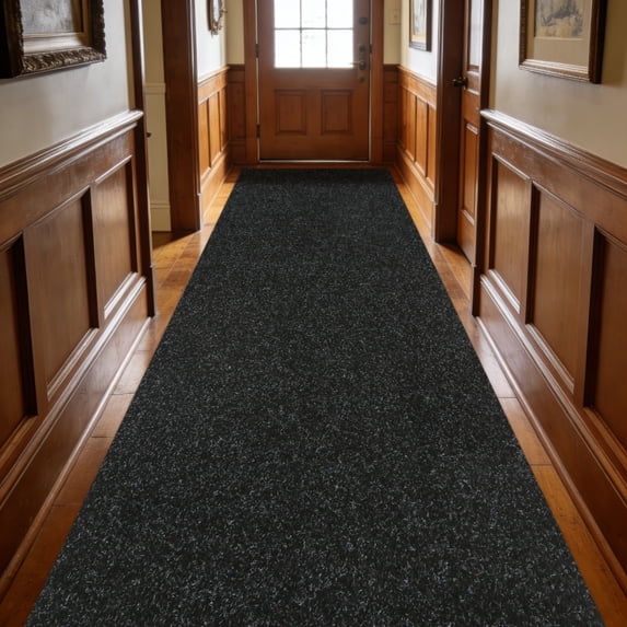 MIDUORUG Solid Black Runner Rug 3'×8' Non Slip Rubber Back Area Rugs for Indoor Outdoor Hallway Kitchen