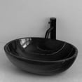 thumbnail image 1 of MIDUSO Black Natural Stone Vessel Sink – Fine Vein Oval Bathroom Sink Bowl – Handcrafted Marble Sink – Sleek Stone Vessel Sinks for Bathrooms – Subtle Veining for a Sophisticated Look - Fine Veins, 1 of 4