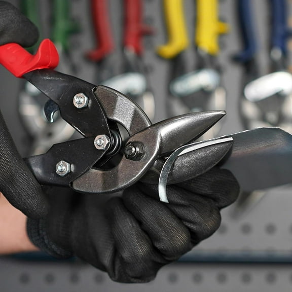 MIDWEST Aviation Snip - Straight Cut Offset Tin Cutting Shears with Forged Blade & KUSH'N-POWER Comfort Grips - MWT-6510S