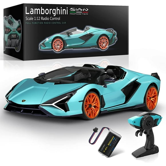 Miebely 1:12 Scale Lamborghini Remote Control Car, 7.4V 900mAh, 12Km/h Fast, 2.4Ghz, Blue