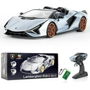 MIEBELY Lamborghini Remote Control Car, 1:16 Scale Lambo Toy Car 7.4V 500mAh Officially Licensed 12Km/h Rc Cars with Led Light 2.4Ghz Model Car for Adults Boys Girls Birthday Ideas Gift (Light Blue)